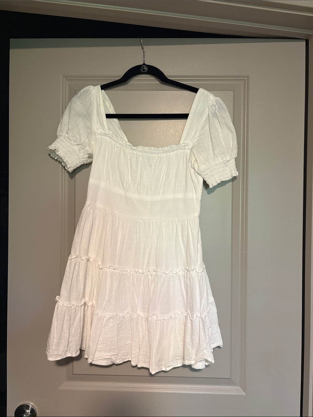 Altar'd State White Tiered Puff Sleeve Mini Dress